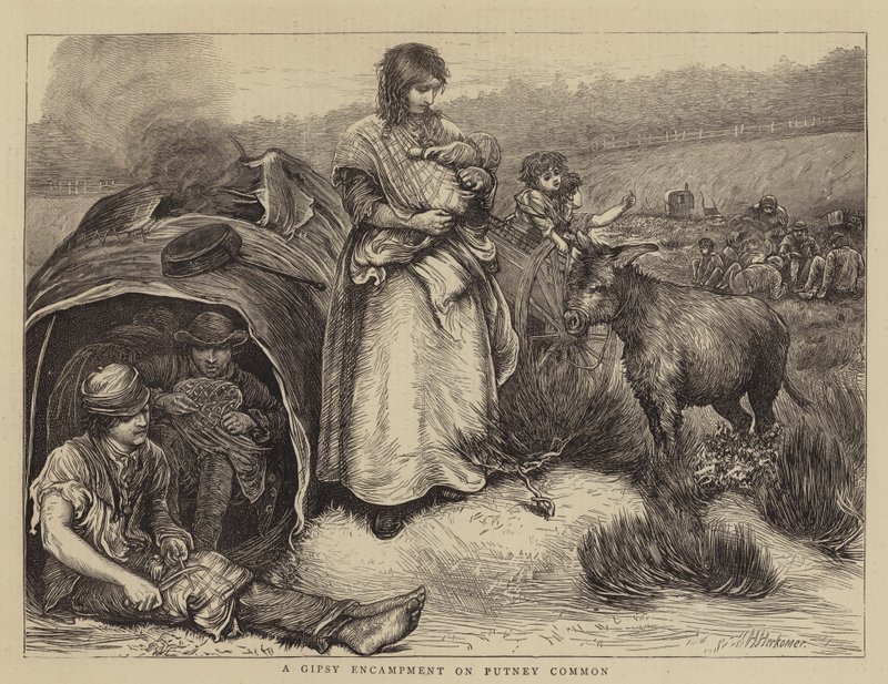 Un accampamento di zingari a Putney Common da Hubert von Herkomer