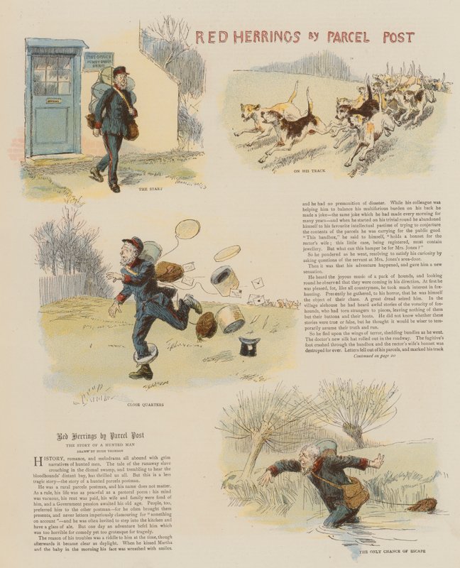 Aringhe rosse per posta (cromolitografia) da Hugh Thomson