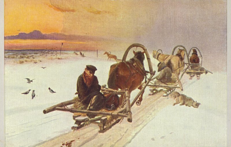 Gruppo di slitte in Russia, 1871 da Illarion Mikhailovich Pryanishnikov
