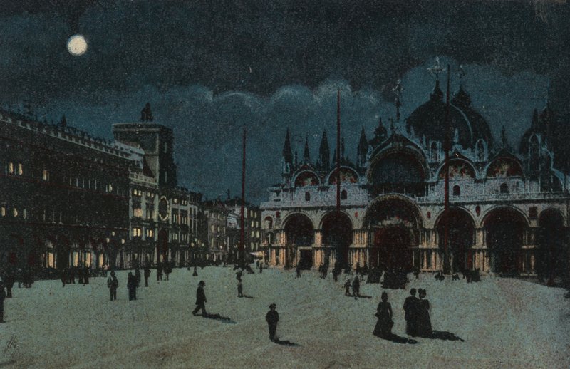 Piazza San Marco (colour litho) da Italian School