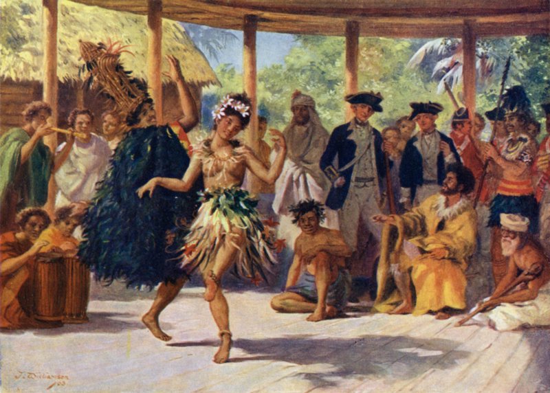 Danza a Otaheite davanti al Capitano Cook da J. Williamson
