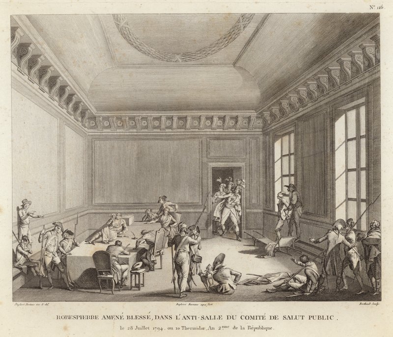 Maximilien de Robespierre guida un assalto da Jean Duplessi Bertaux