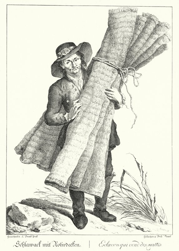 Venditore di tappeti (incisione) da Johann Christian (after) Brand