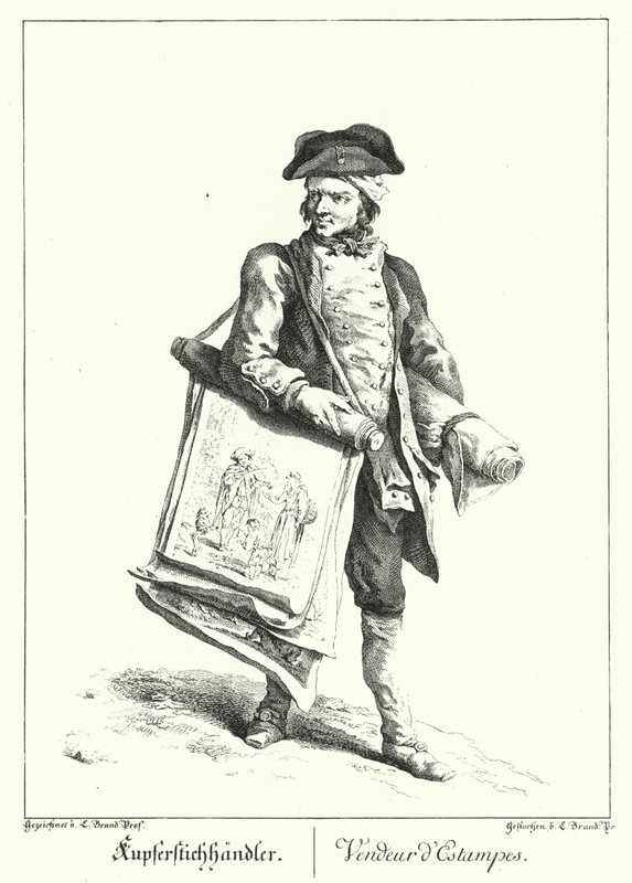 Venditore di stampe (incisione) da Johann Christian (after) Brand