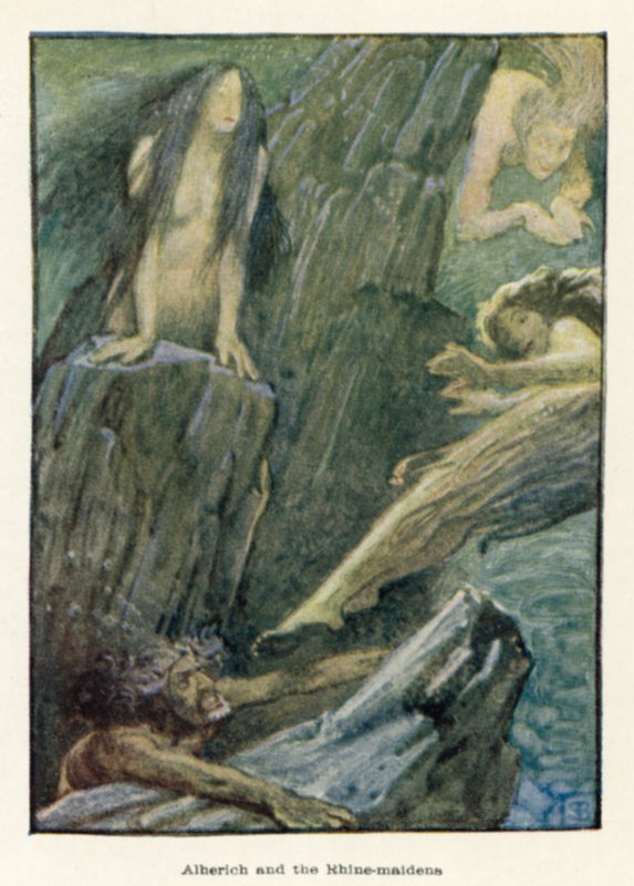 Alherich e le fanciulle del Reno da John Byam Liston Shaw