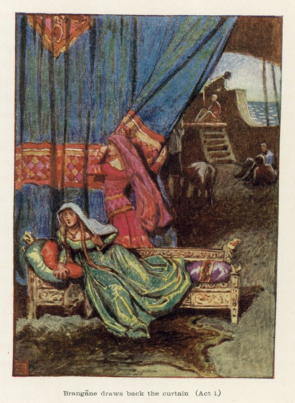 Brangane tira indietro la tenda, Atto I da John Byam Liston Shaw