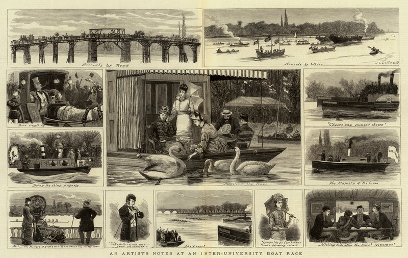 Appunti di un artista a una gara di canottaggio interuniversitaria da John Charles Dollman
