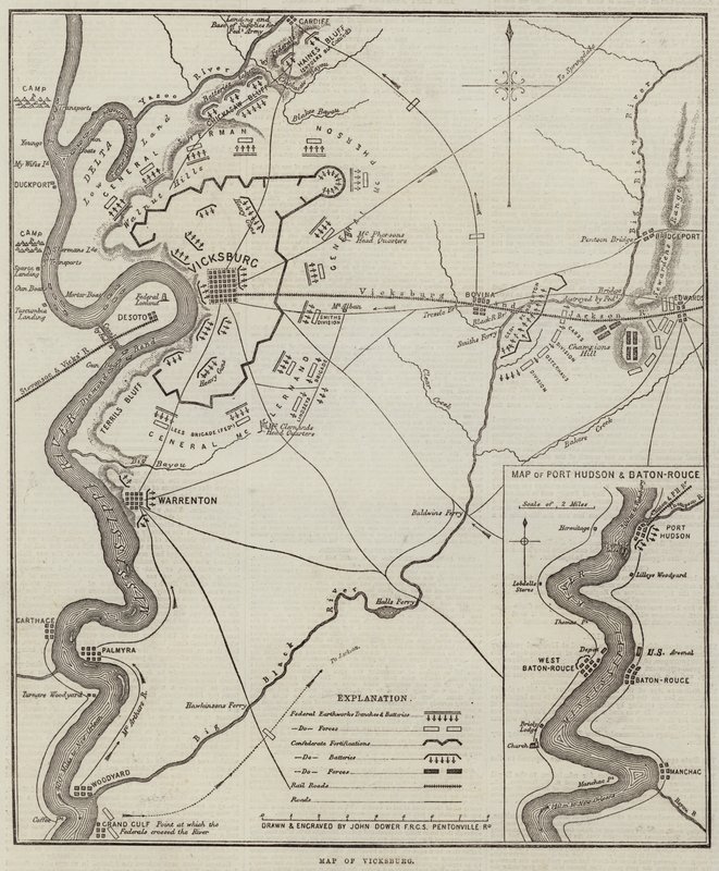 Mappa di Vicksburg da John Dower