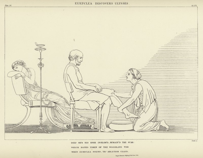 Euriclea scopre Ulisse da John Flaxman