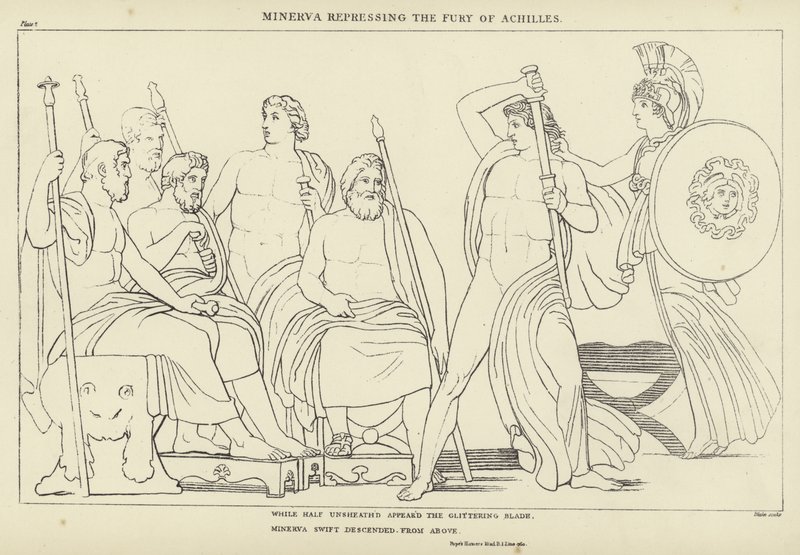 Minerva reprime la furia di Achille da John Flaxman
