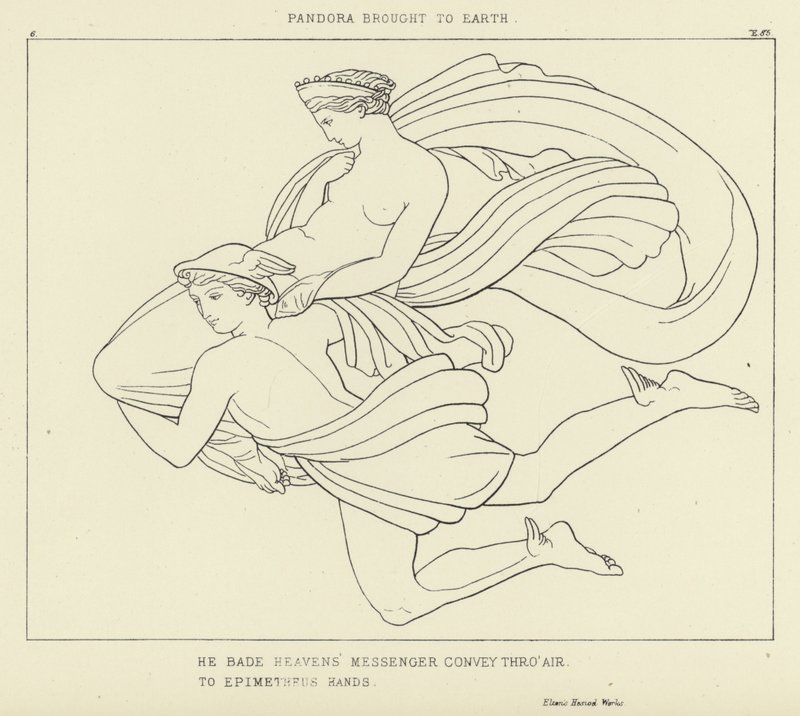 Pandora portata sulla Terra da John Flaxman