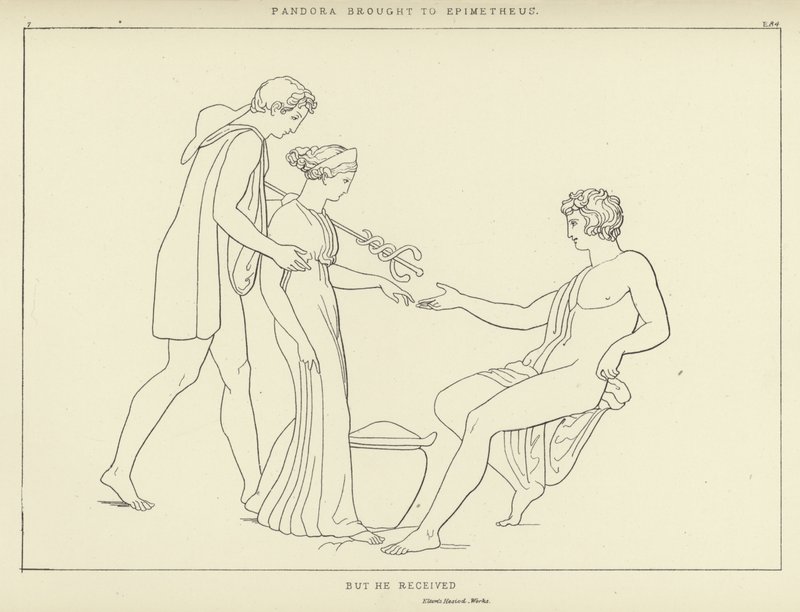 Pandora portata a Epimeteo da John Flaxman