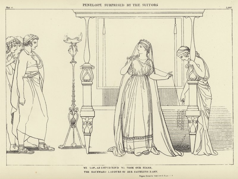 Penelope sorpresa dai pretendenti da John Flaxman