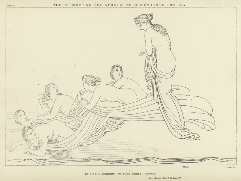 Teti ordina alle Nereidi di scendere nel mare da John Flaxman