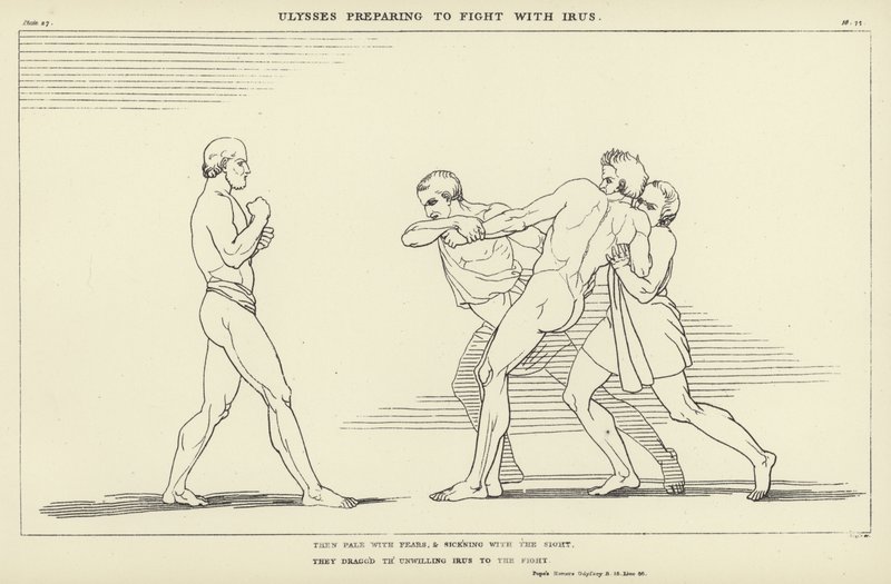 Ulisse si prepara a combattere con Irus da John Flaxman
