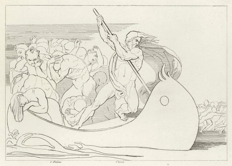 La barca di Caronte, Inferno, Canto 3 (incisione) da John (after) Flaxman