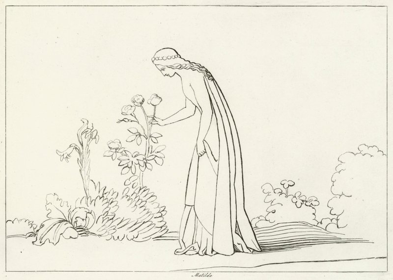 Matilda, Purgatorio, Canto 28 (incisione) da John (after) Flaxman