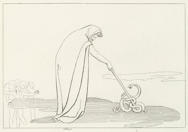 Tiresia, Inferno, Canto 20 (incisione) da John (after) Flaxman