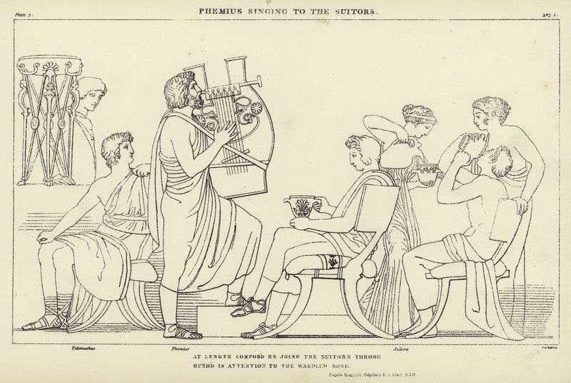 Femio che canta ai pretendenti da John Flaxman