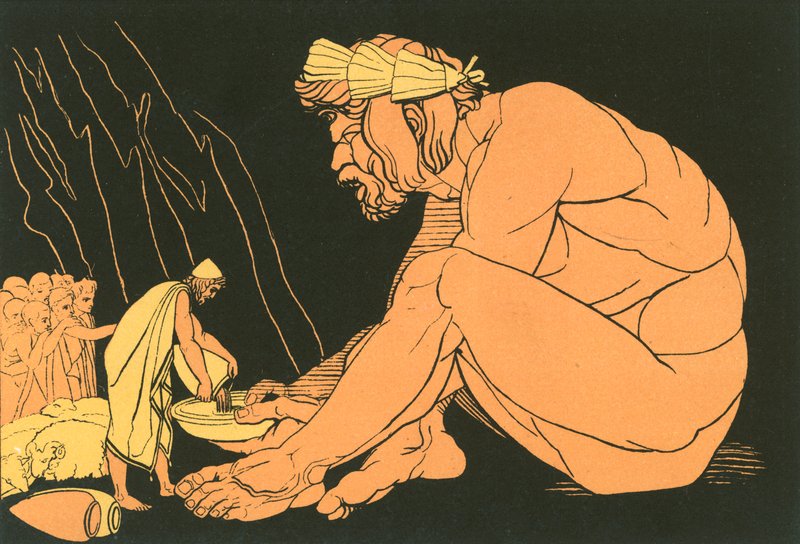 Ulisse offre vino a Polifemo da John Flaxman