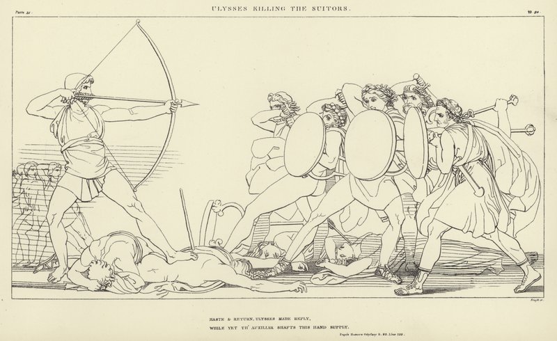 Ulisse uccide i Proci da John Flaxman
