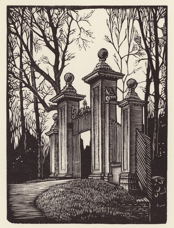 Cambridge: Clare Gates (xilografia) da John Frederick Greenwood