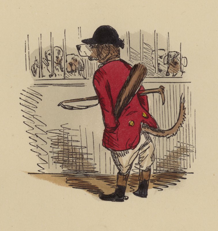 Segugio vestito da cacciatore da John Leech