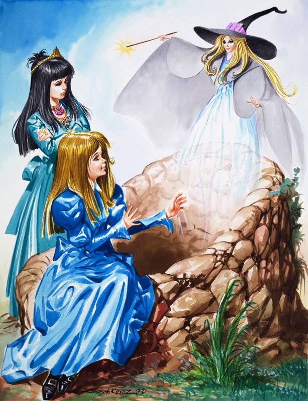 Ragazze con la fata (gouache su carta) da Jose Ortiz