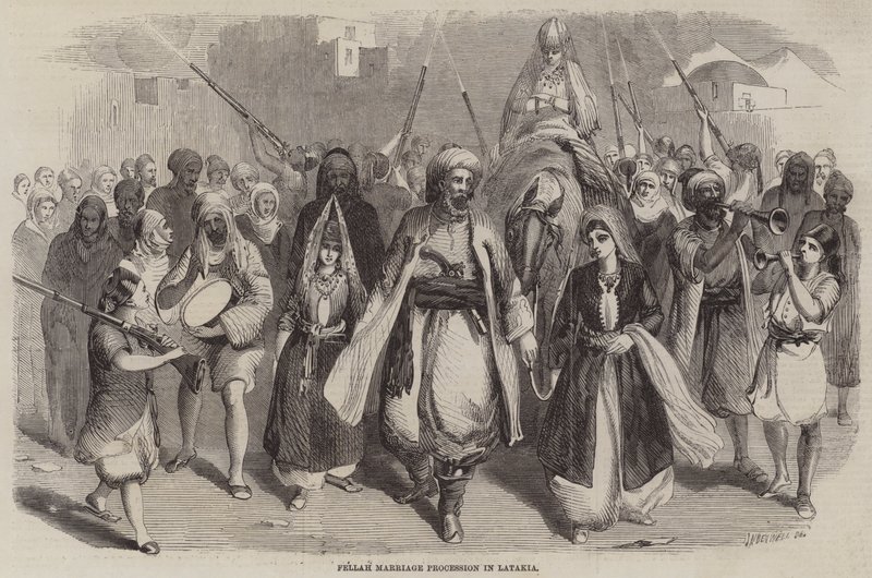 Processione di matrimonio Fellah a Latakia da Joseph Austin Benwell