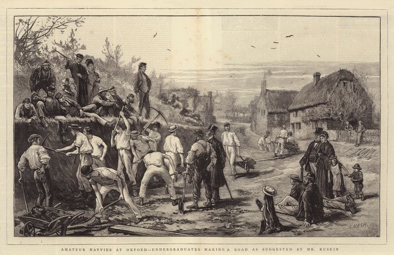 Amatori Navvies a Oxford, Studenti che costruiscono una strada come suggerito da Mr Ruskin da Joseph Nash