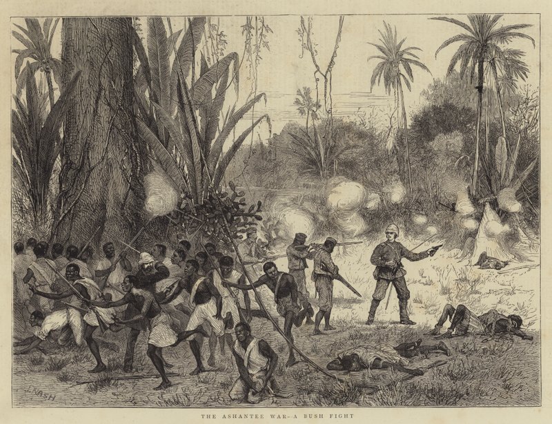 La guerra degli Ashanti, un combattimento nella boscaglia da Joseph Nash