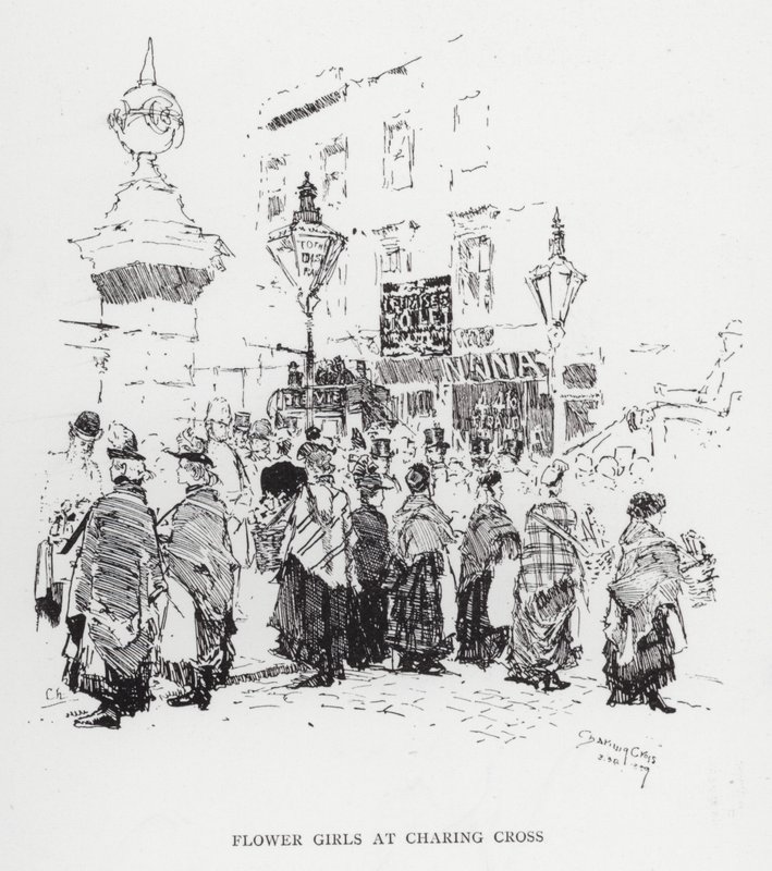 Ragazze dei fiori a Charing Cross da Joseph (after) Pennell
