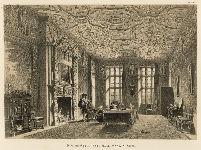 Salotto, Aston Hall, Warwickshire da Joseph Nash