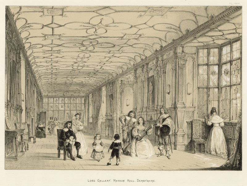 Galleria Lunga, Haddon Hall, Derbyshire da Joseph Nash