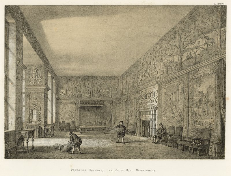 Sala delle presenze, Hardwicke Hall, Derbyshire da Joseph Nash