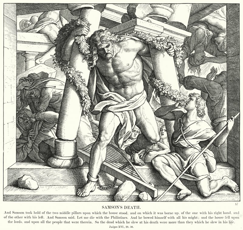 La morte di Sansone (incisione) da Julius (after) Schnorr von Carolsfeld