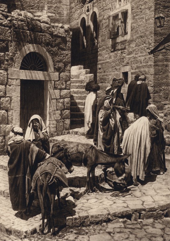 Betlemme, Scena di mercato (foto in bianco e nero) da Karl Grober