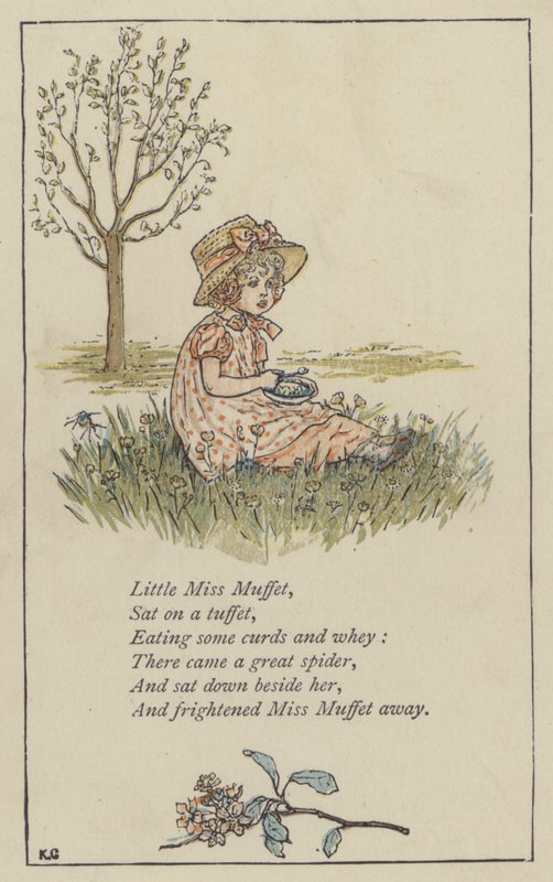 Piccola Miss Muffet (litografia a colori) da Kate (after) Greenaway