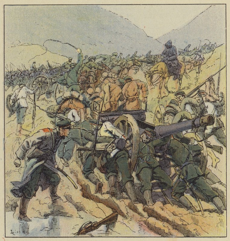 Le truppe russe si ritirano su Liao-Yang da L. Malespine
