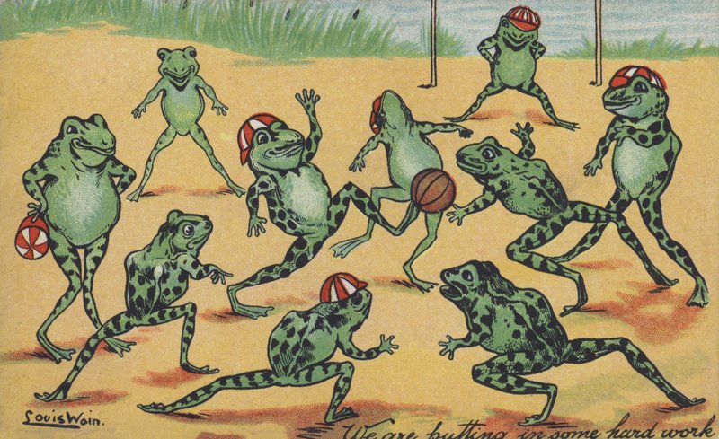 Rane che giocano a calcio da Louis Wain
