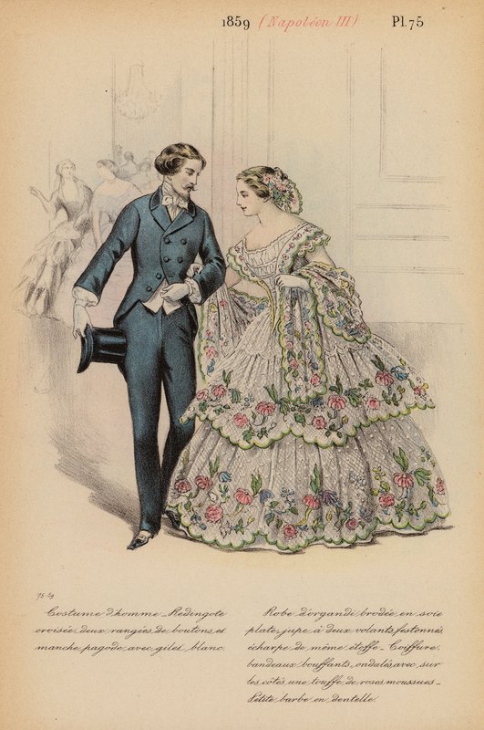 Moda francese: 1859, Napoleone III (litografia a colori) da Louis Colas