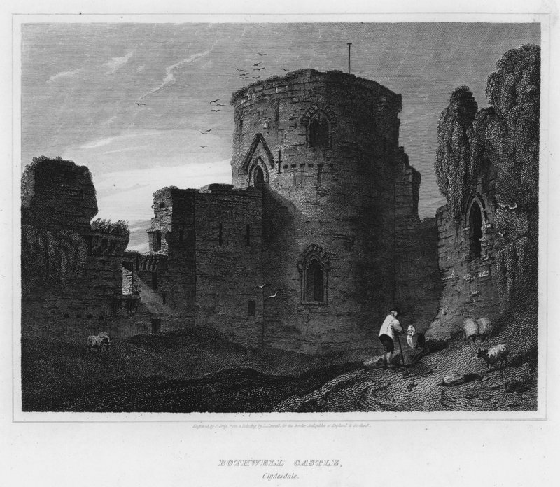 Castello di Bothwell, Clydesdale (incisione) da Luke (after) Clennell
