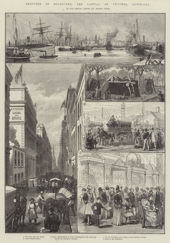 Schizzi a Melbourne, la capitale del Victoria, Australia da Melton Prior