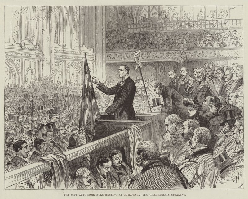 Incontro anti-Home Rule alla Guildhall da Melton Prior