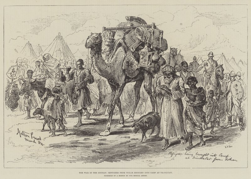 La guerra in Sudan, rifugiati da Tokar portati al campo a Trinkitat da Melton Prior
