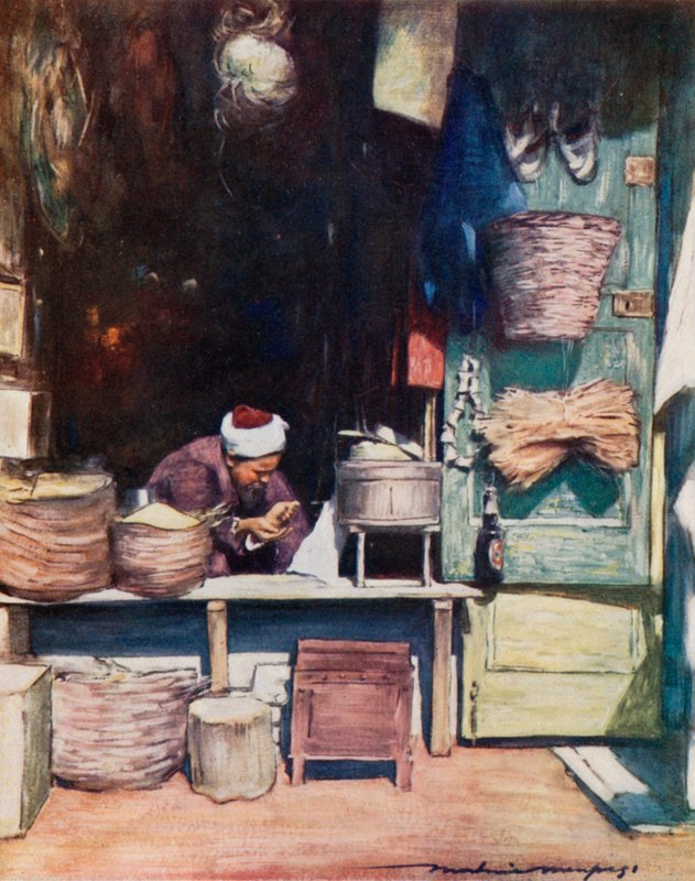 Una bancarella di semi, Delhi da Mortimer Ludington Menpes