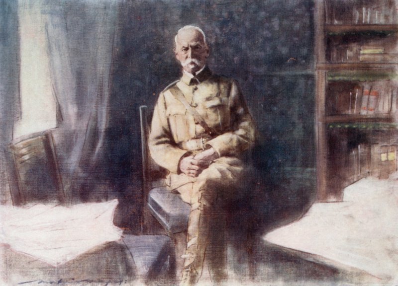 Lord Roberts nel suo studio, al Quartier Generale, Bloemfontein da Mortimer Ludington Menpes