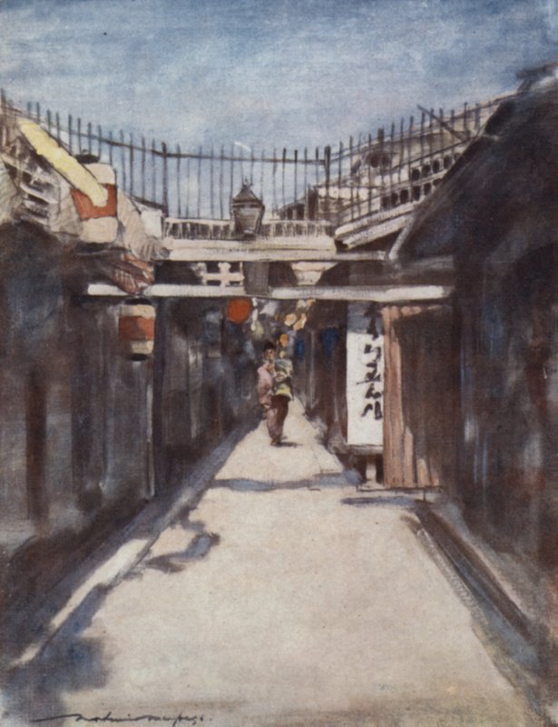 La strada con la galleria da Mortimer Ludington Menpes