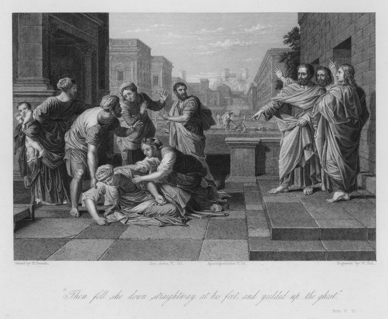 La morte di Saffira, Atti V da Nicolas (after) Poussin