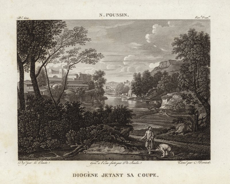 Diogene getta la sua coppa da Nicolas Poussin